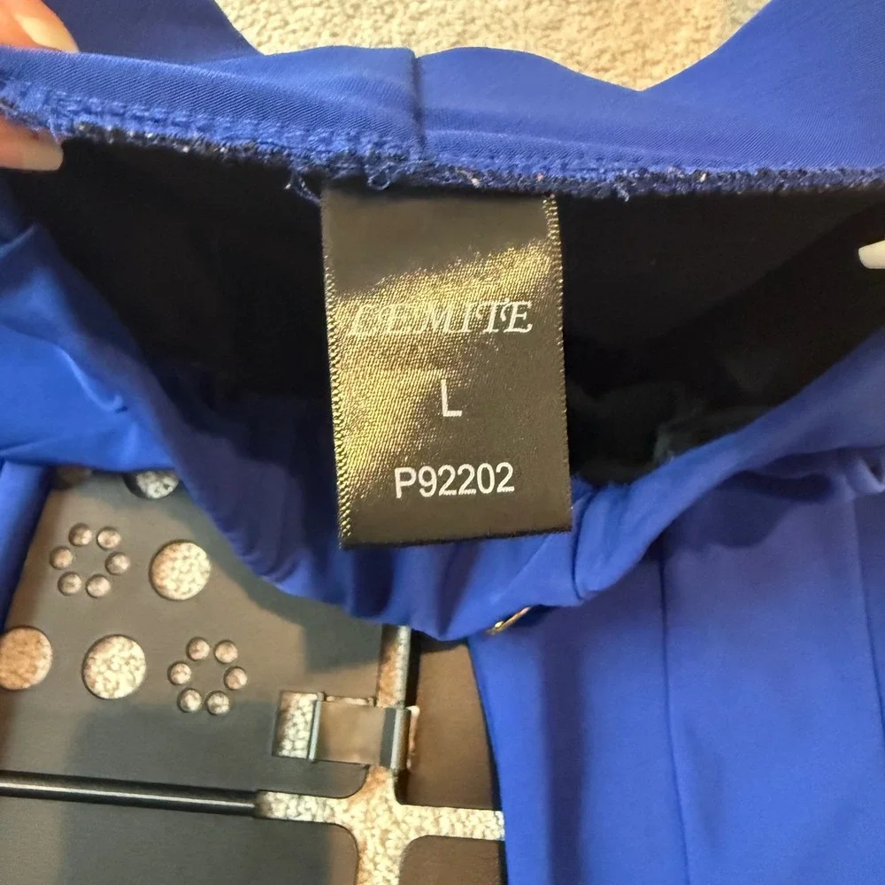 Belmite Womens Royal Blue‎ Tapered Slacks Gold Chain Detail Size L P92202